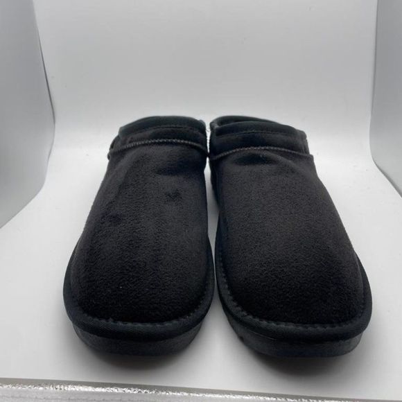 CUSHIONAIRE Women's Cozy Faux Shearling Genuine Suede mule slippers BLACK 7.5 - Picture 3 of 6